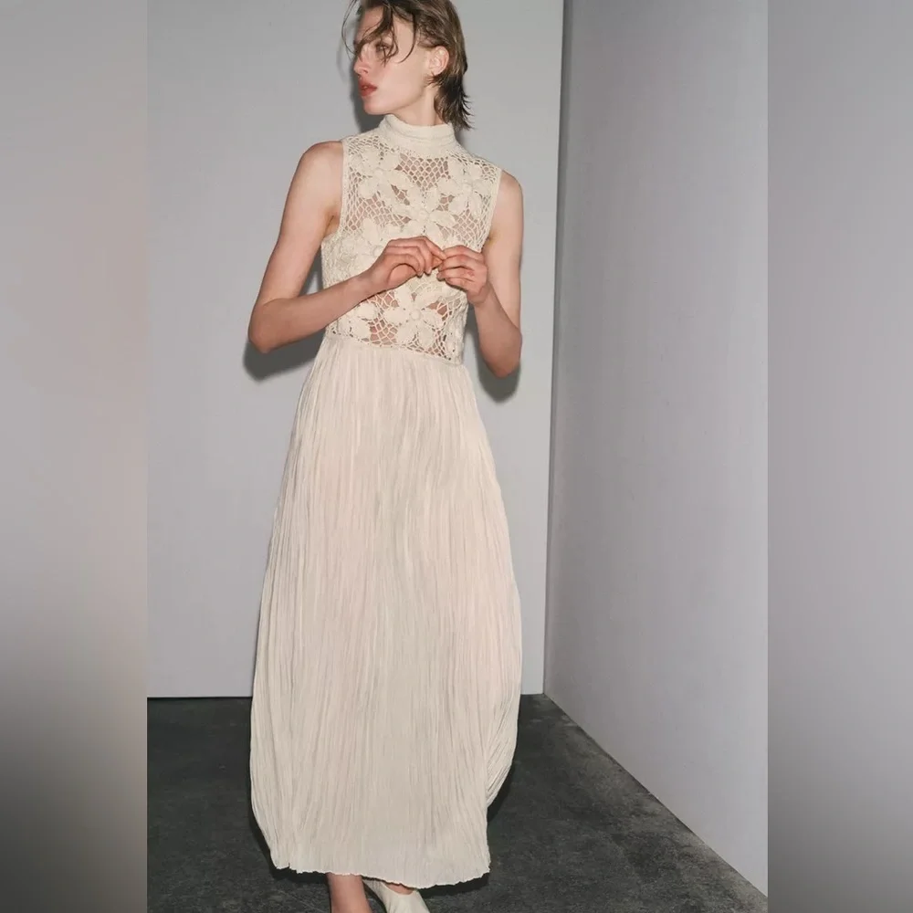 Zara Floral Embroidery Combination Dress - Picture 3 of 11